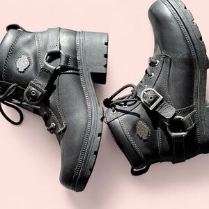 Harley-Davidson Charcoal Leather Ankle Boots